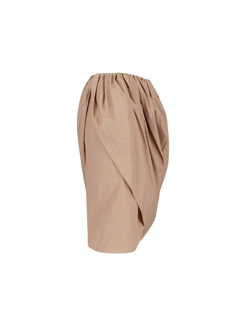 Chloé Pink Draped Midi Popeline Skirt