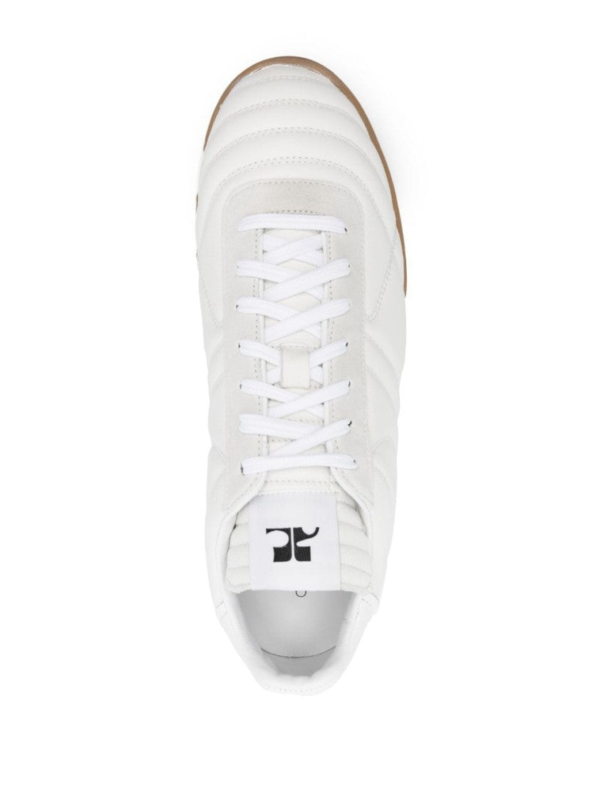 Courrèges Panelled White Leather Low-Top Sneakers
