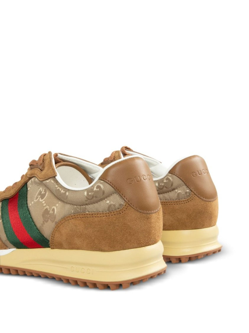 Gucci Low-Top Sneakers In Camel Gg Canvas
