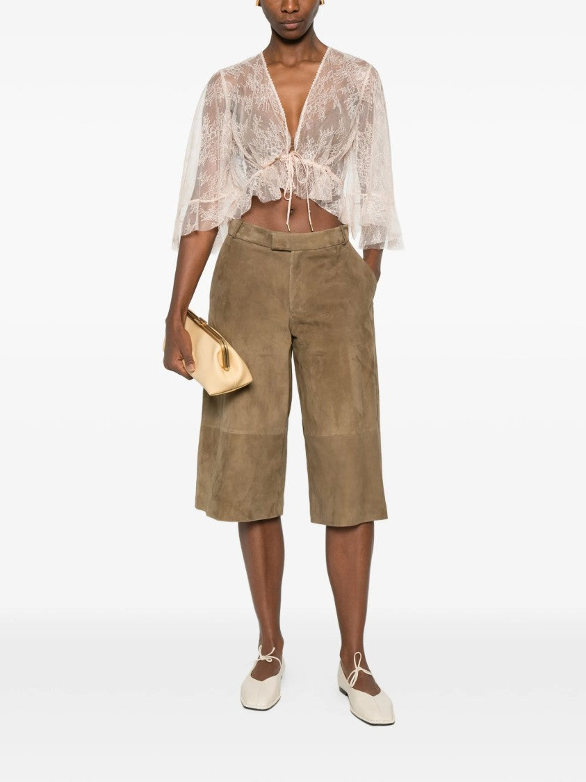 Alberta Ferretti Black Cropped Sheer Lace Top