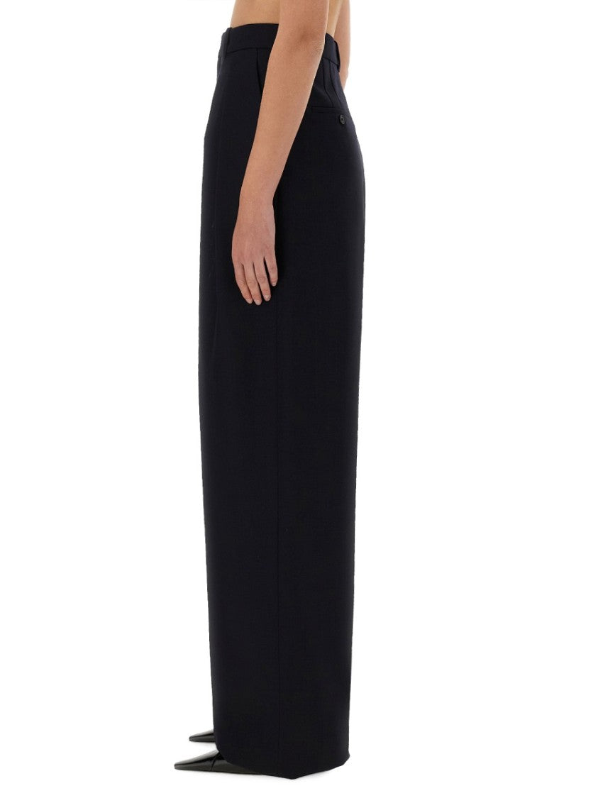 Saint Laurent Wide-Leg Pants In Grain De Poudre