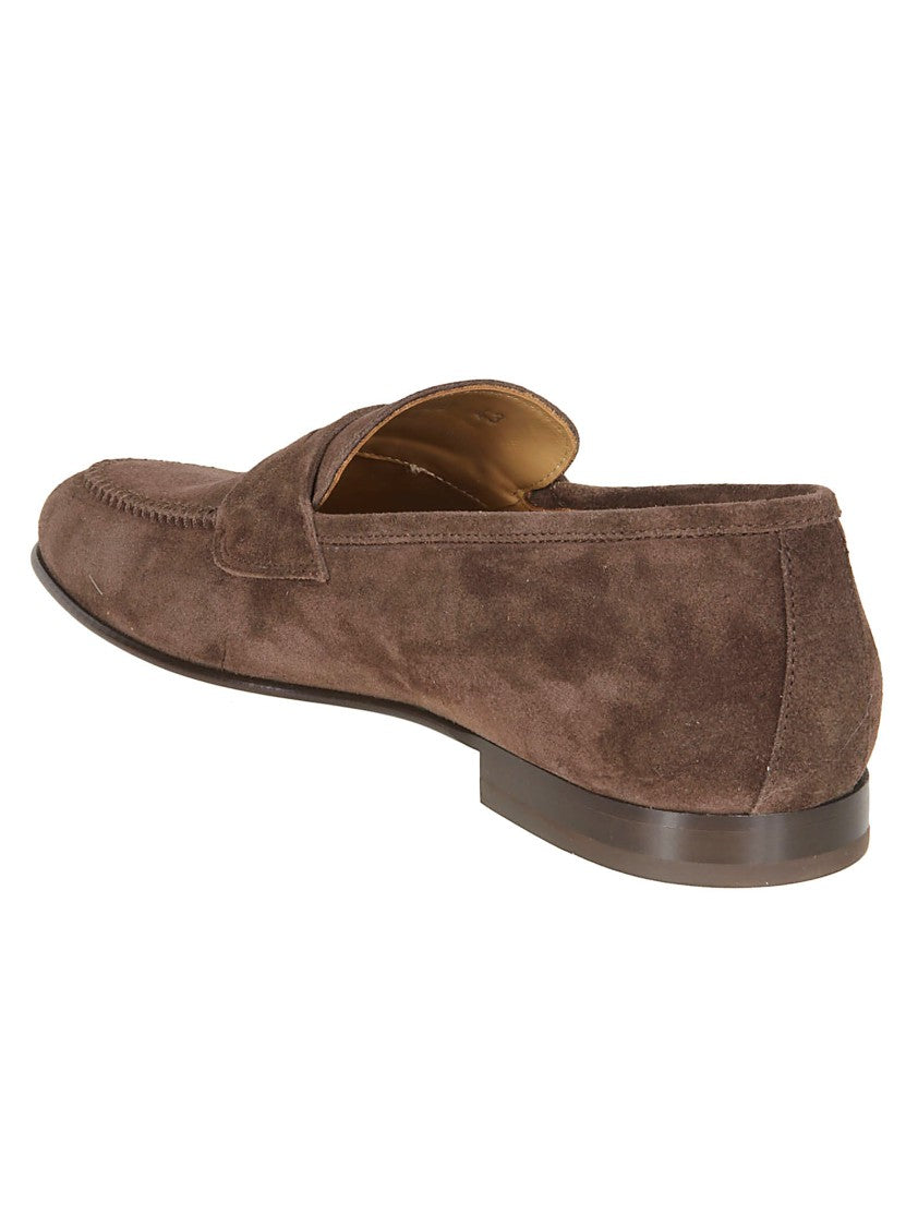 Baldinini Brown Suede Penny Strap Loafers