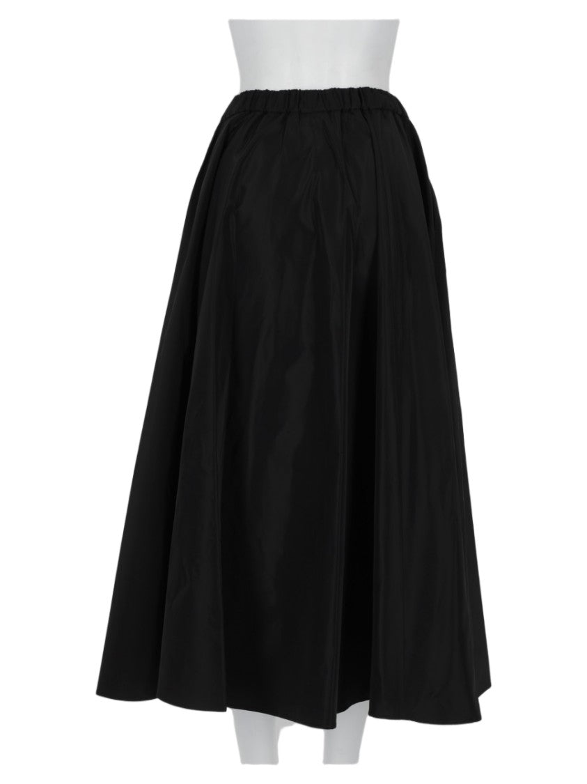 Aspesi Voluminous Black Midi Skirt With Flared Silhouette