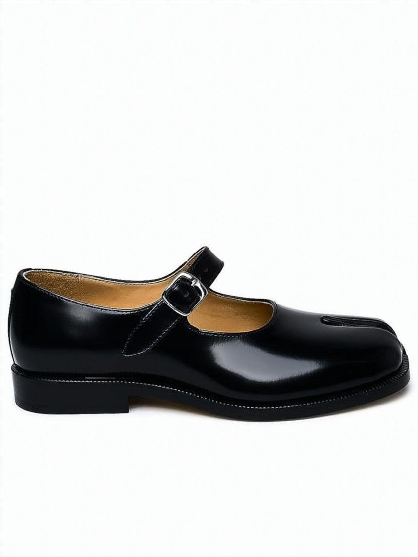 Maison Margiela Split-Toe Black Calfskin Loafers With Adjustable Strap