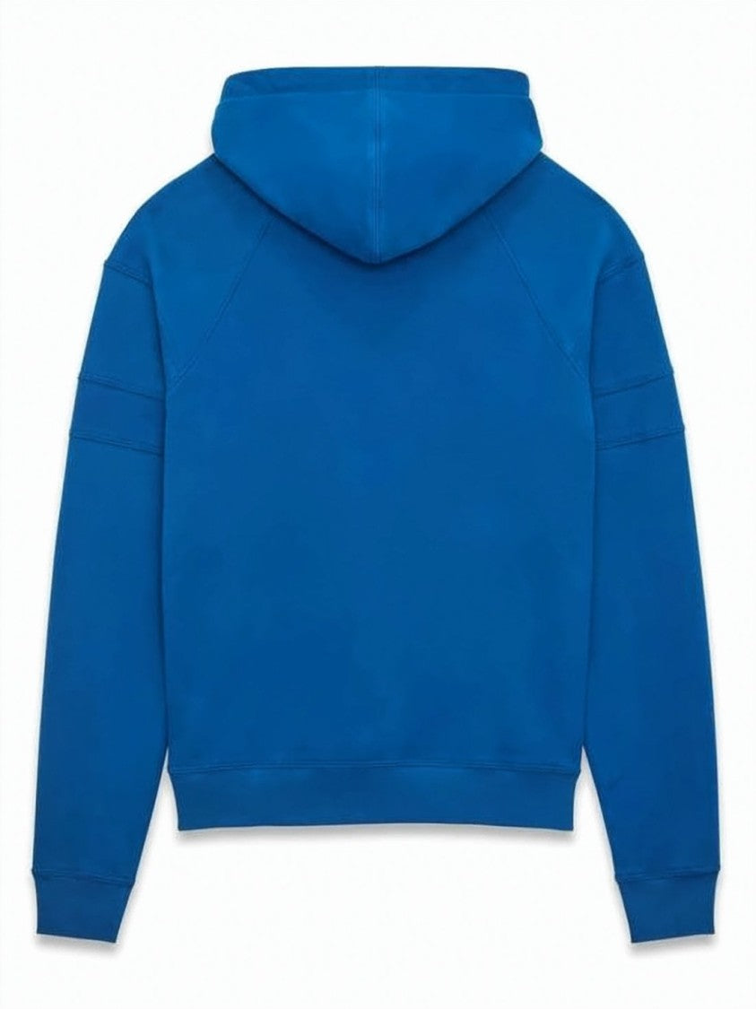Saint Laurent Vibrant Blue Cotton Hoodie With Drawstring And Kangaroo Pocket