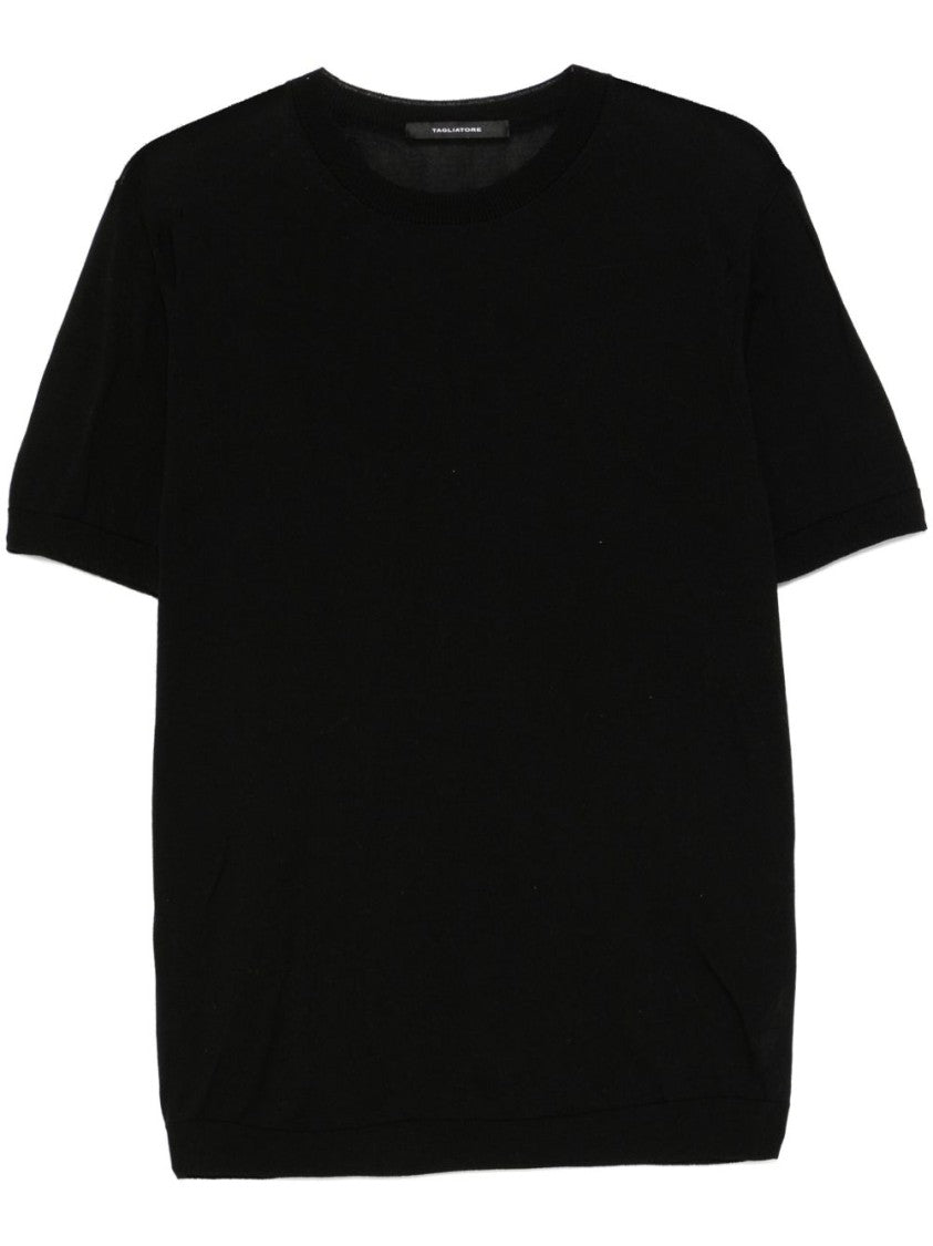 Tagliatore Classic Black T-Shirt With Round Neckline
