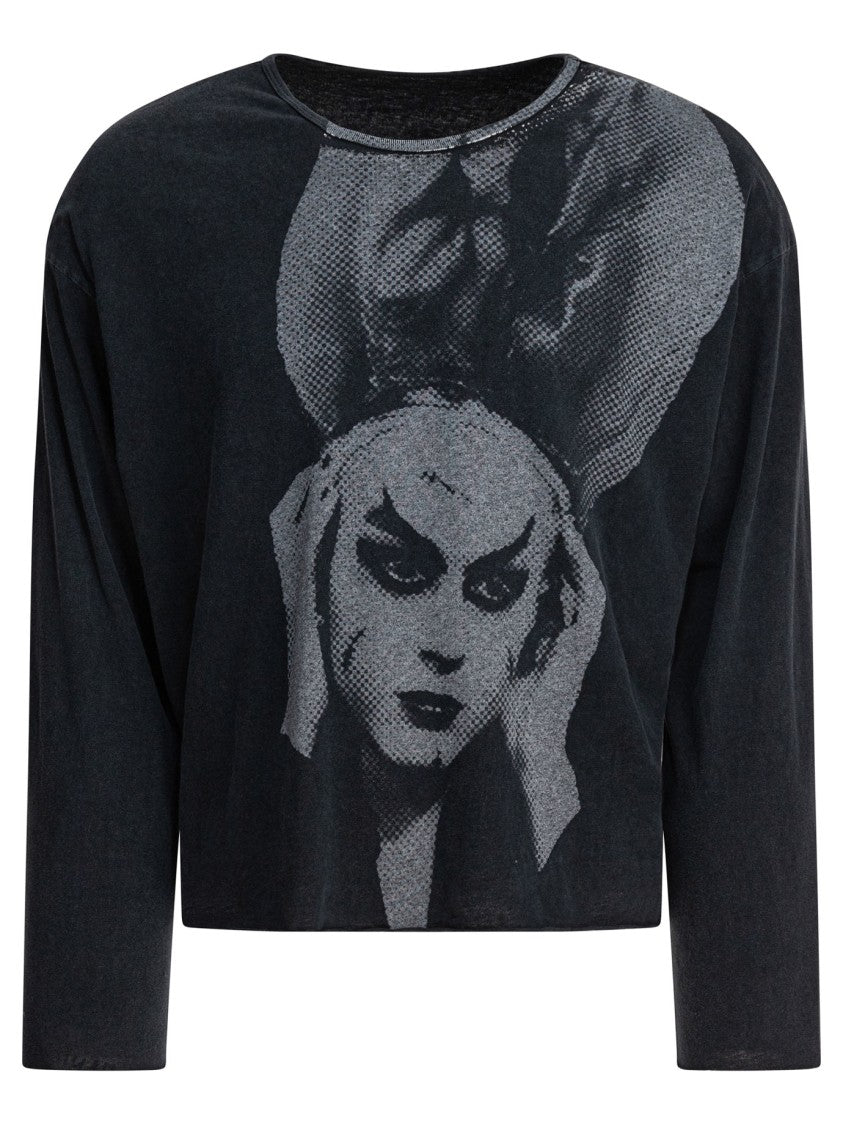 Rrr123 Cropped Black Long-Sleeve T-Shirt