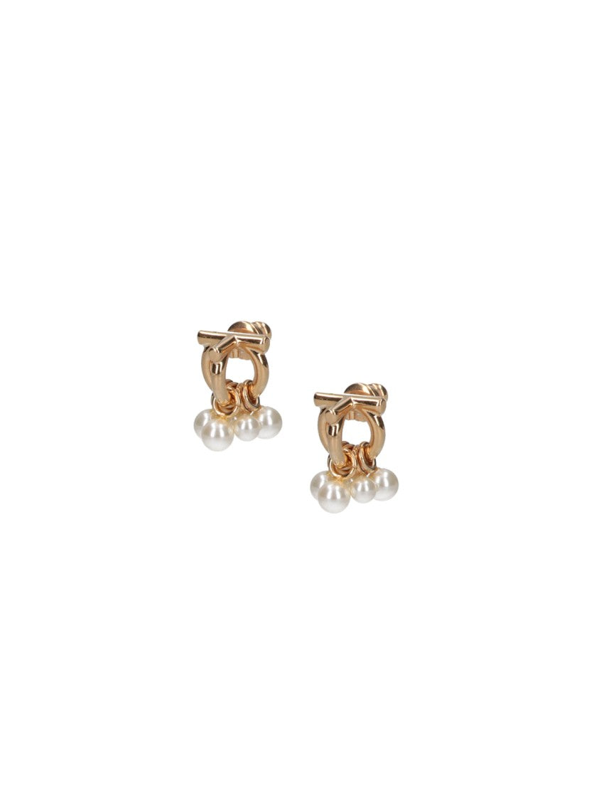 Ferragamo 'Gancini' Pearl Earrings – Gold
