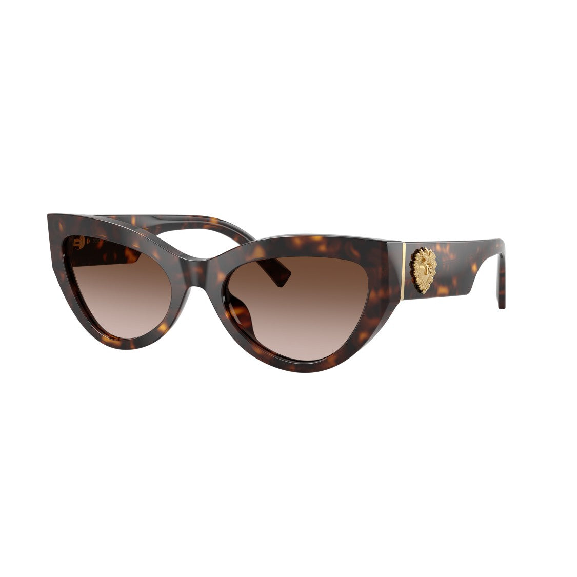 Dolce & Gabbana Cat-Eye Sunglasses With Tortoiseshell Frame And Gold Embellishments