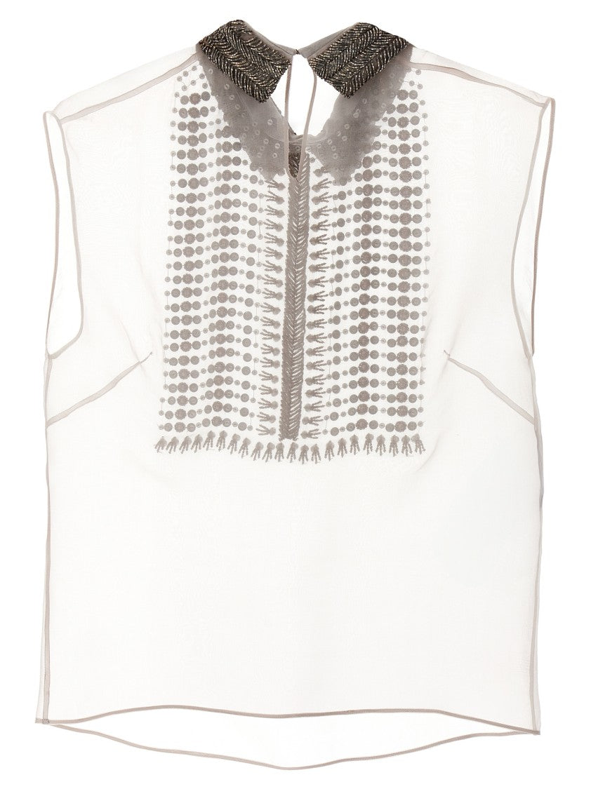 Alberta Ferretti Beaded Chiffon Top