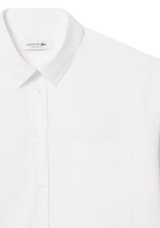 Lacoste Timeless Oversized Cotton Poplin Shirt With Stripes