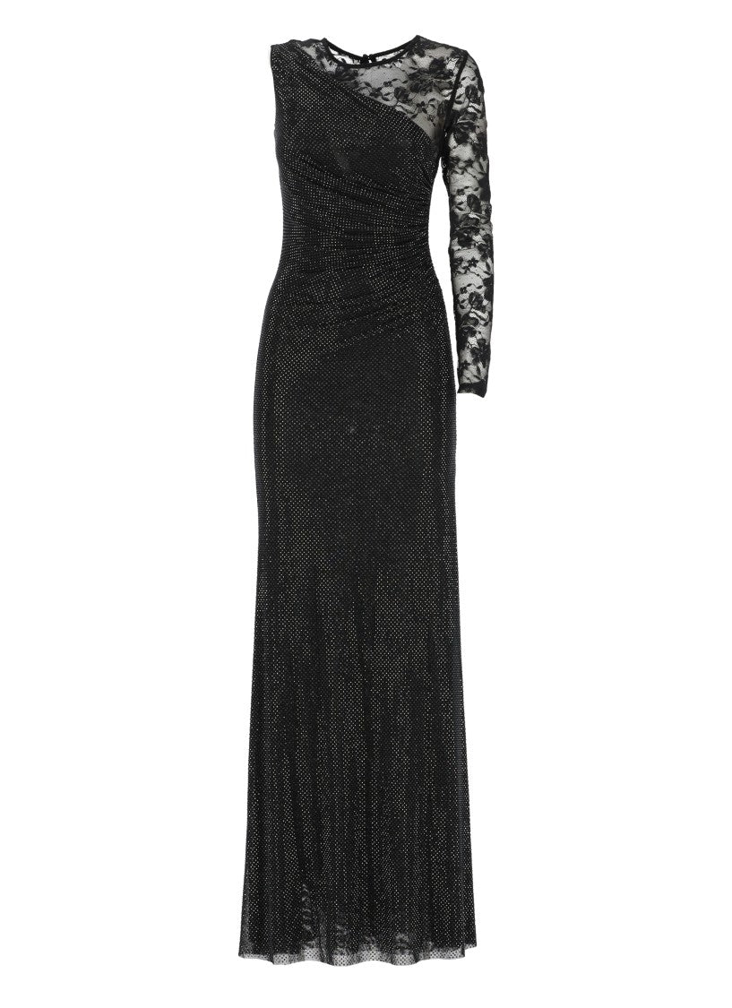 Self-Portrait Asymmetrical Black Strass Evening Dress