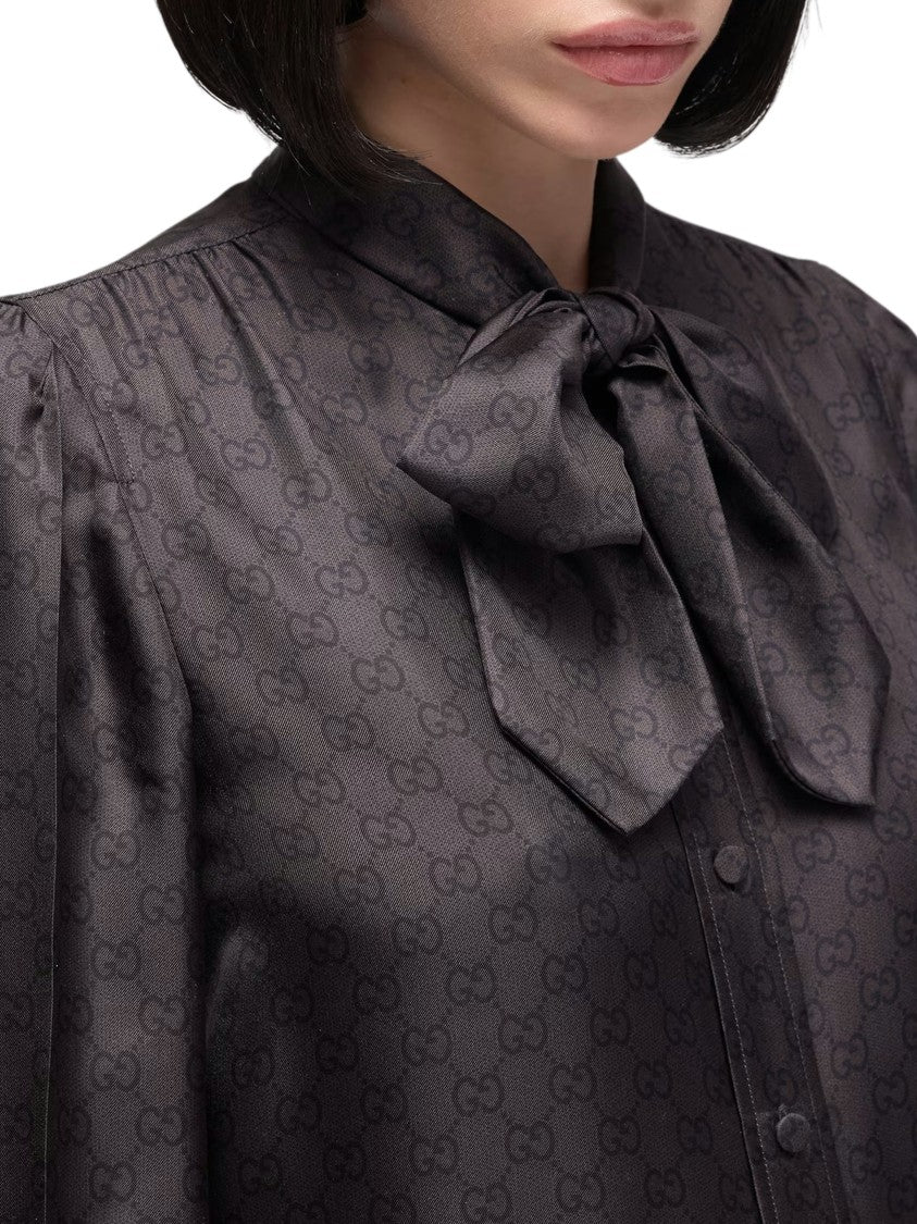 Gucci Original Gg Allover Print Silk Twill Shirt