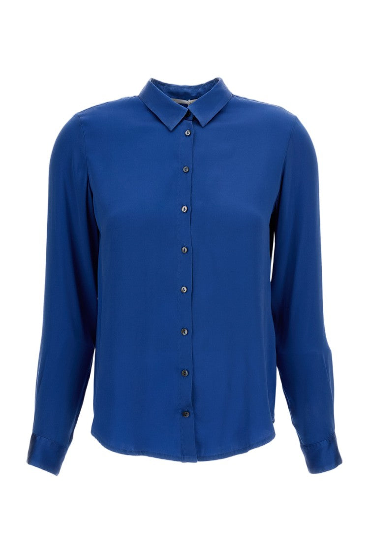 Q-Wins Long-Sleeve Button-Up Shirt With Classic Collar And Pleat Detail