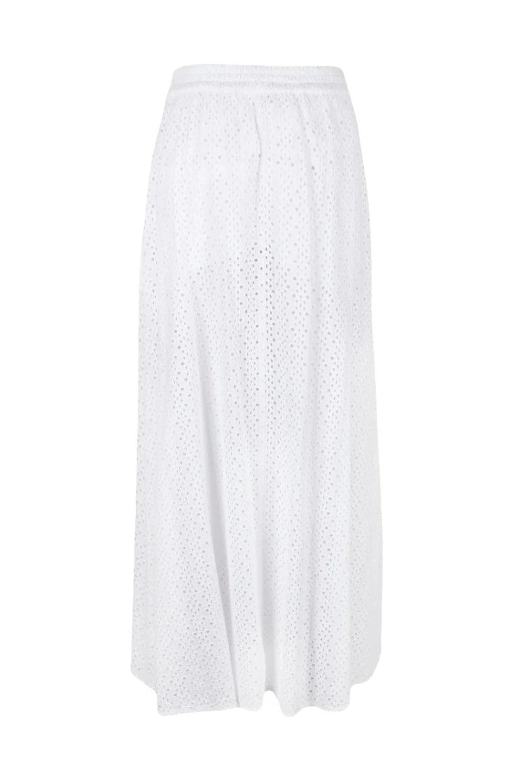 Nude Midi-Length Skirt In Cotton Broderie Anglaise