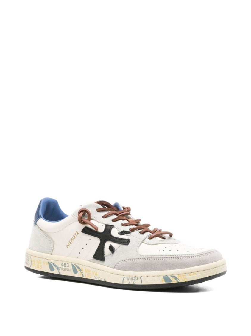 Premiata Low-Top Bianco Sneakers With Vintage Accents