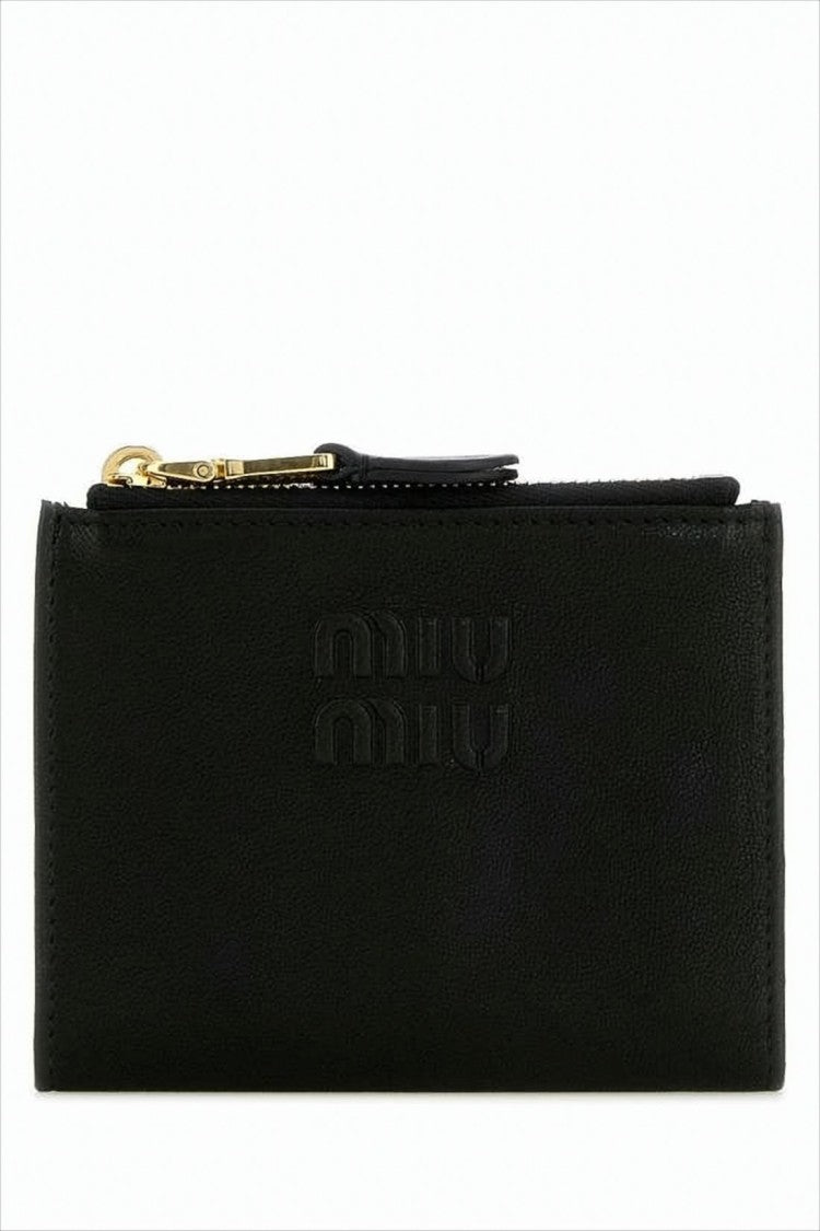 Miu Miu Compact Black Napa Leather Wallet
