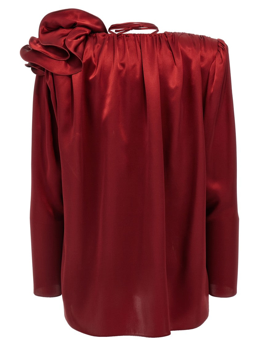 Magda Butrym Silk Blouse With V-Neck And Removable Brooch
