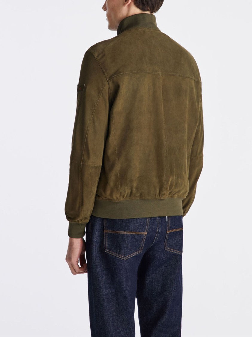 Peuterey Olive Suede Stand-Up Jacket