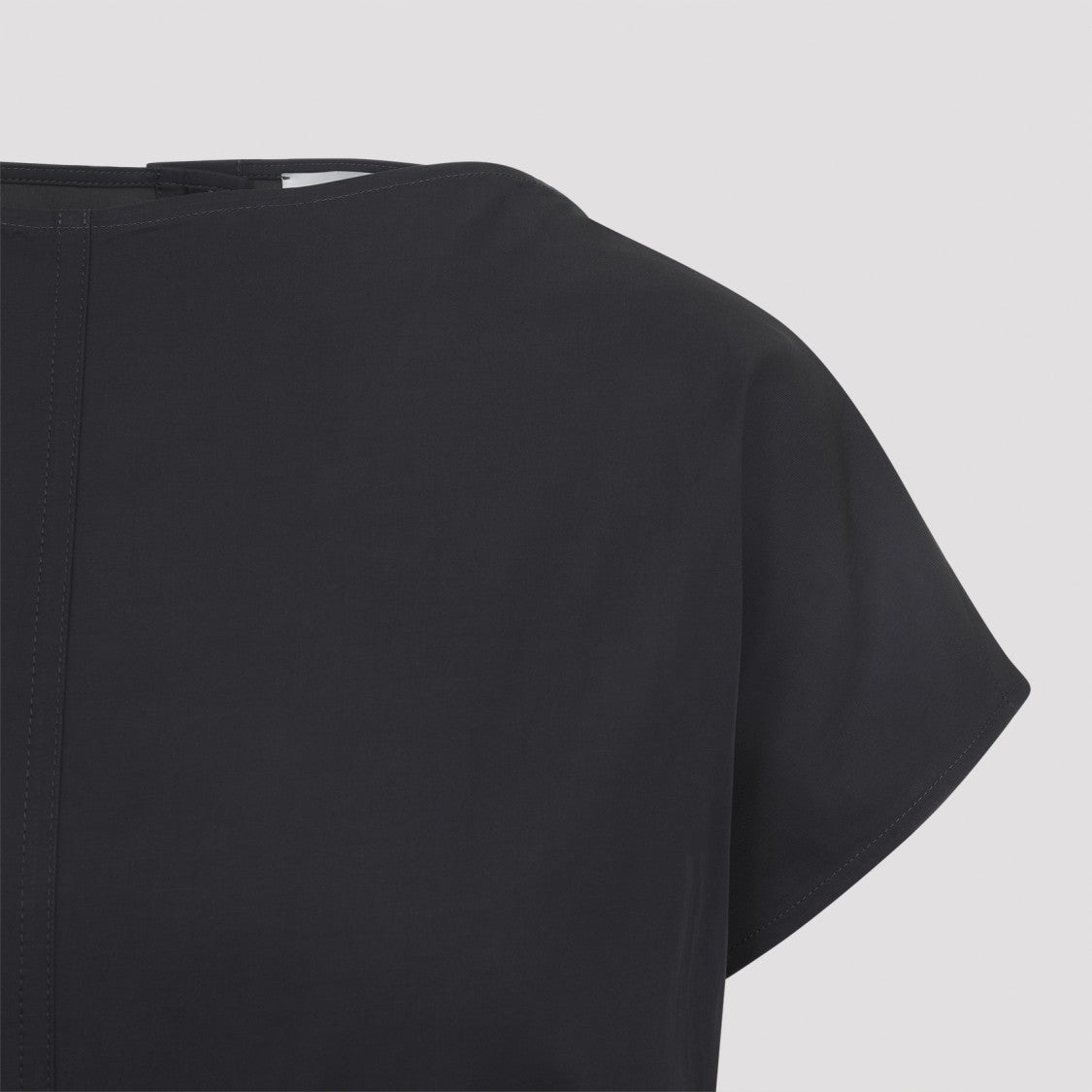 Studio Nicholson Midi-Length Black Cotton Dress With Gathered Waist Detail