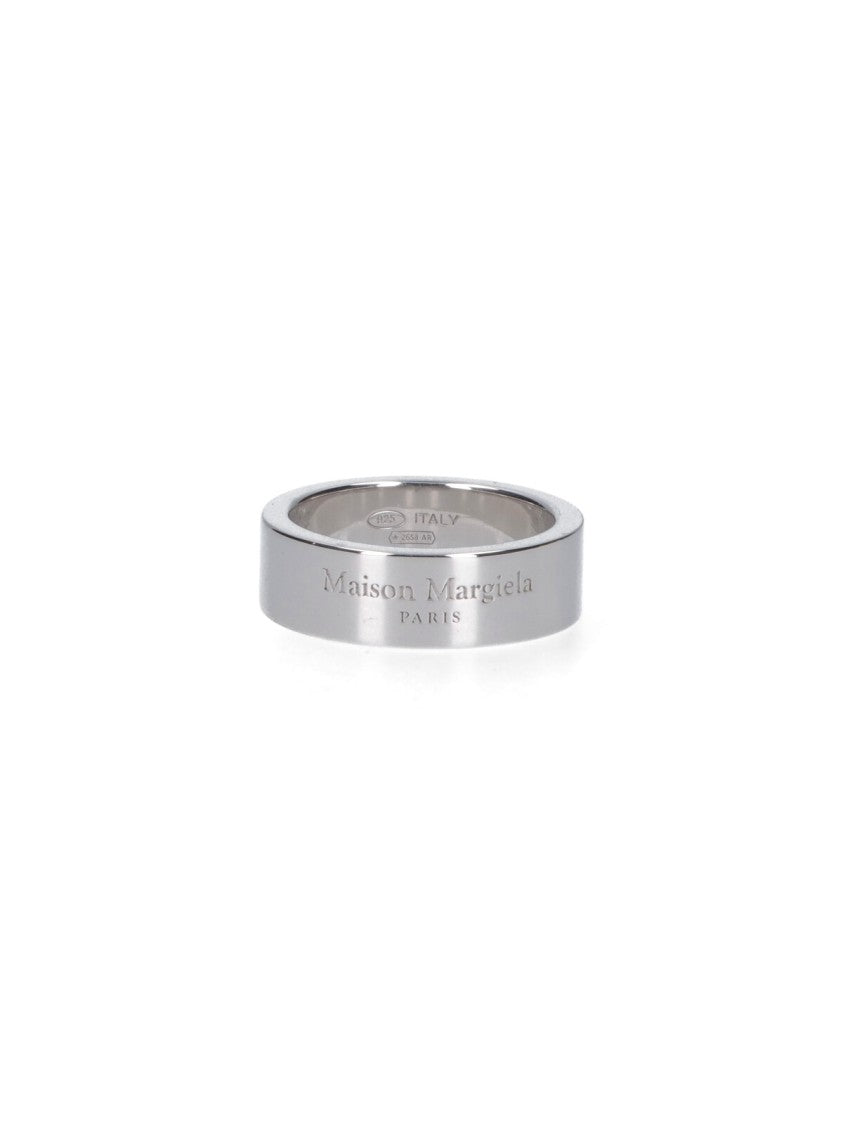 Maison Margiela Circular Sterling Silver Ring With Engraved Logo