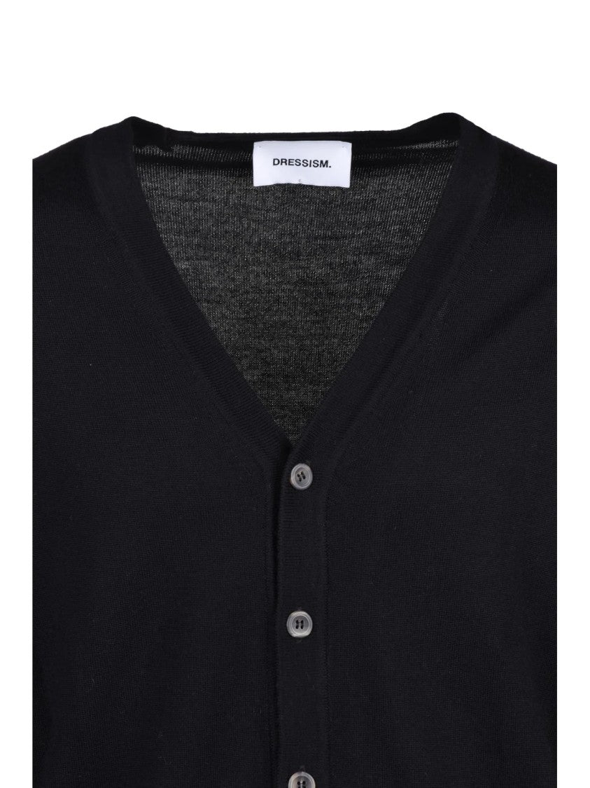 Dressism. Black Merino Wool Cardigan