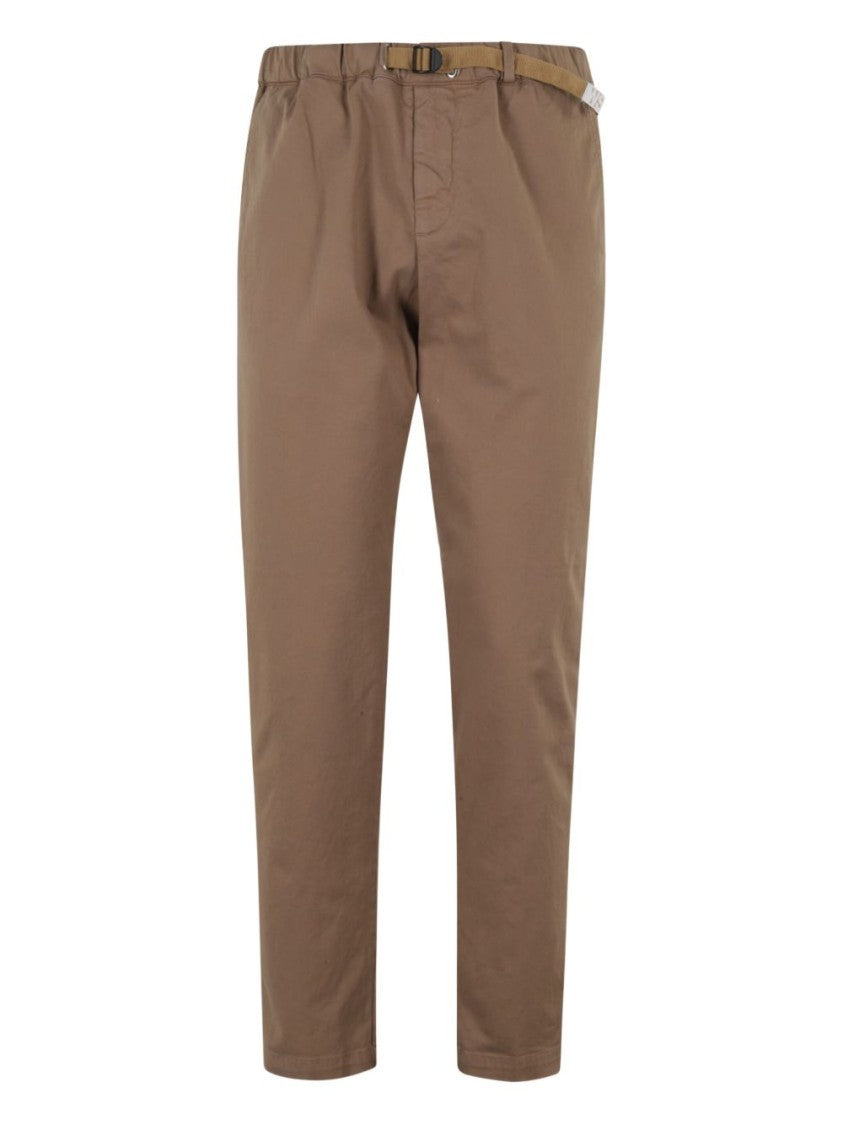 White Sand Tailored Brown Trousers With Adjustable Waist