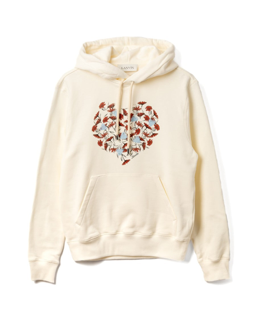Lanvin Floral Heart Hoodie With Ribbed Detailing