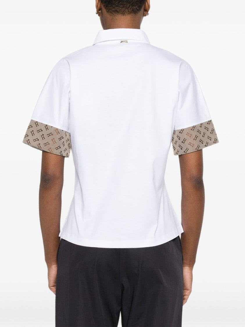 Herno White Patterned Cuff Polo Shirt