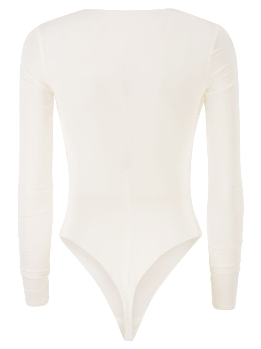 Elisabetta Franchi Crêpe Jersey Bodysuit With Draping