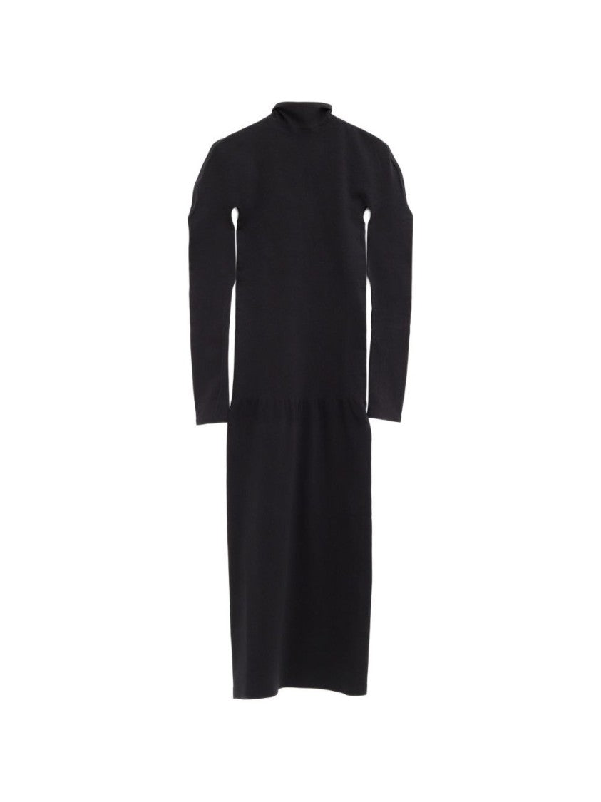 Gucci Black Gathered Waist Minimalist Midi Dress