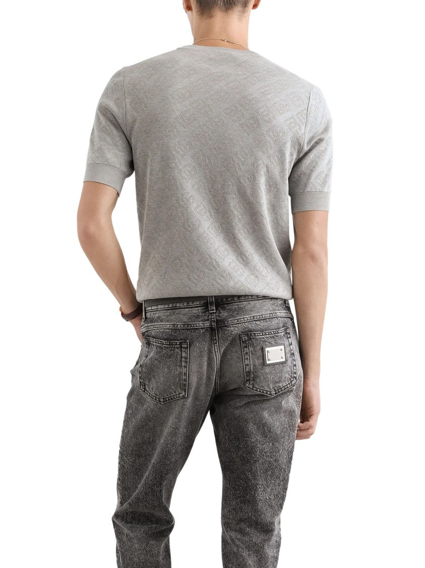 Dolce & Gabbana Washed Black Denim Trousers With Tapered Leg