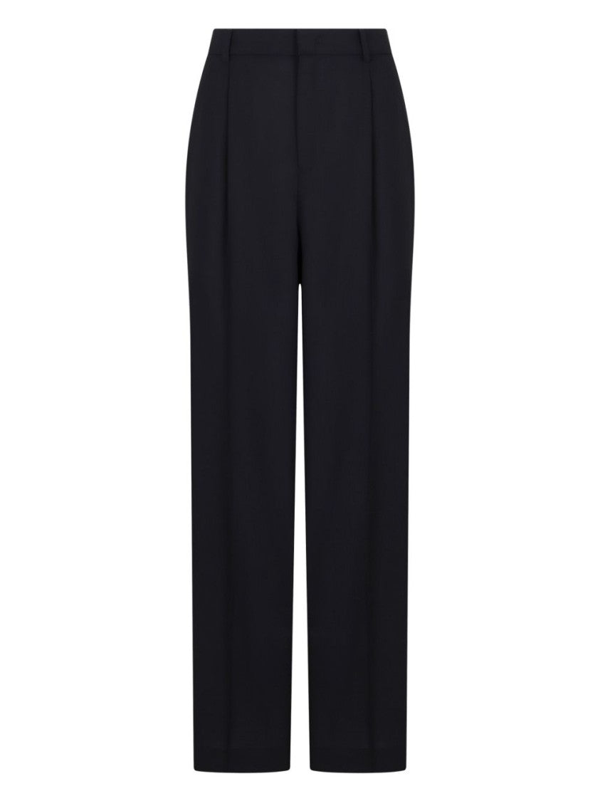 Pt Torino Tailored Navy Blue Trousers With Concealed Fastening And Straight-Leg Cut