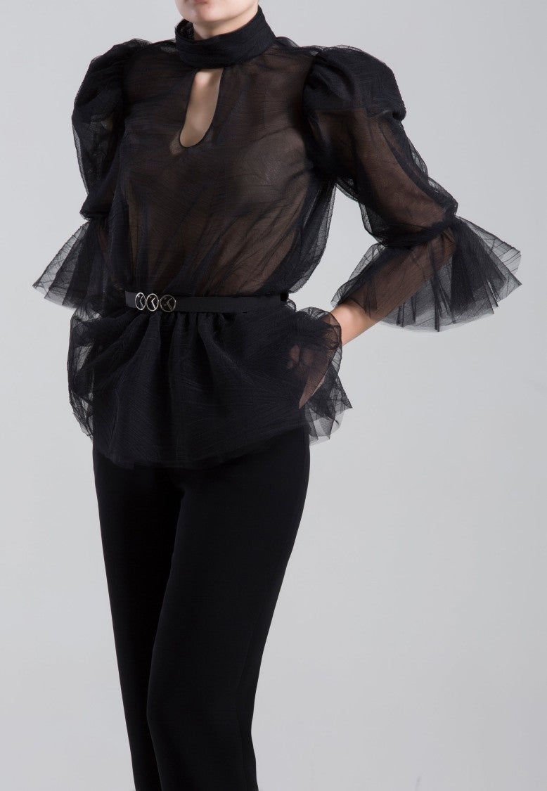 Saiid Kobeisy Ruffled Sheer Tulle Blouse