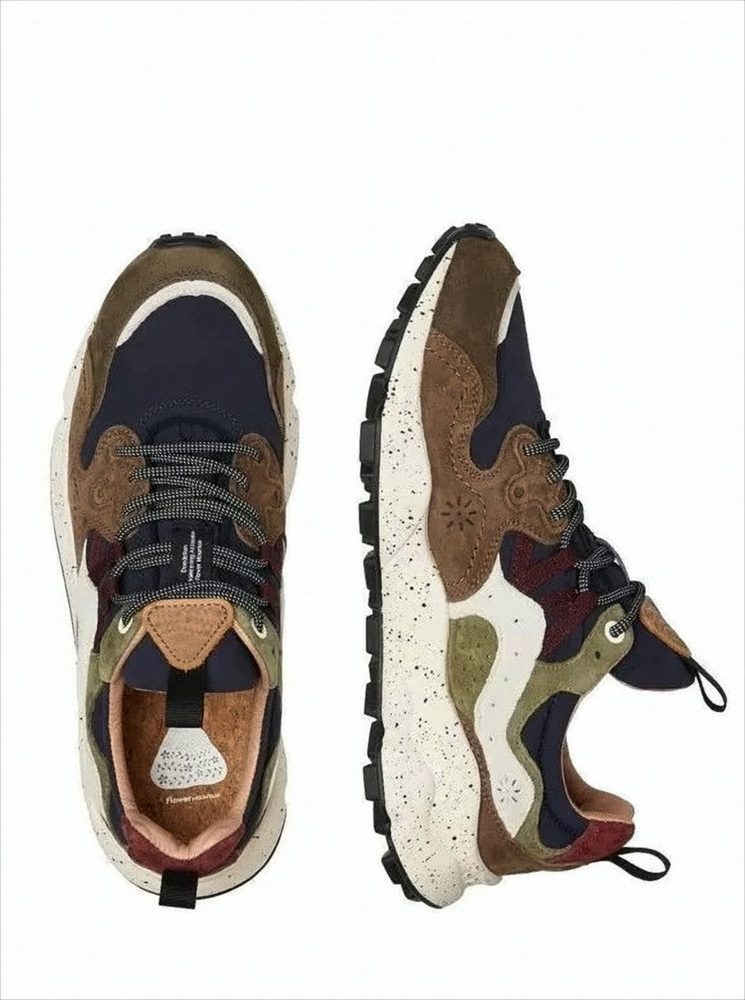 Flower Mountain Low-Top Sneakers With Suede And Fabric Panels
