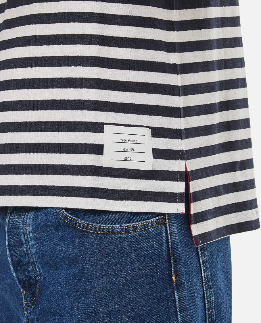 Thom Browne Linen Striped Pocket T-Shirt