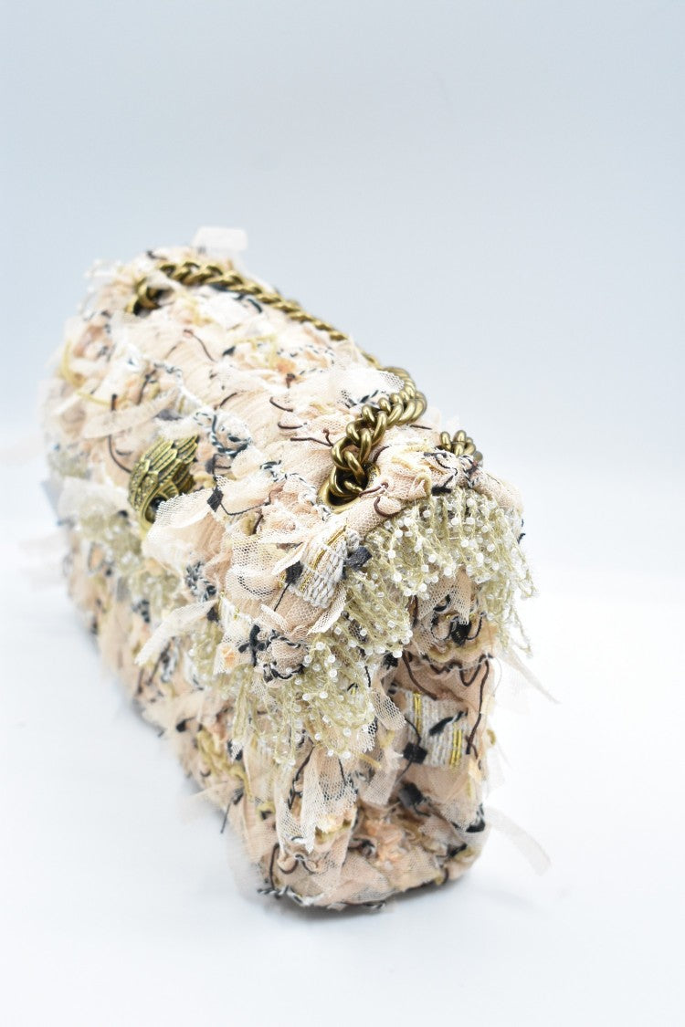 Kurt Geiger Structured Beige Handbag Fringed Detailing