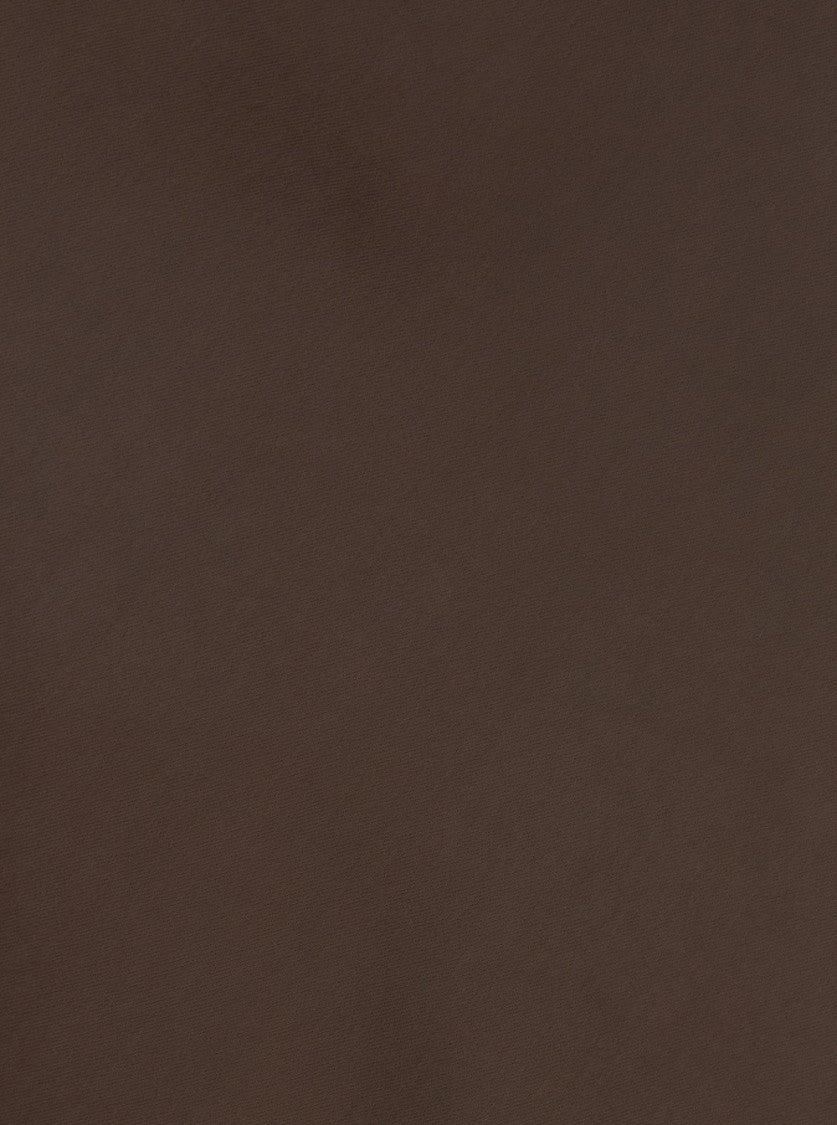 Plain Brown Long Skirt With Volant Detail At The End