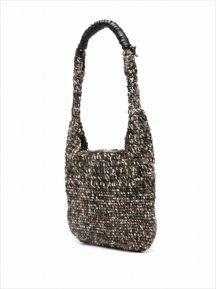 Isabel Marant Textured Knit Shoulder Bag With Embossed Logo Detail