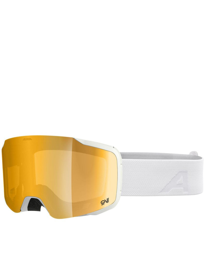 Alpina White Taos Qv Amber-Tinted Goggles