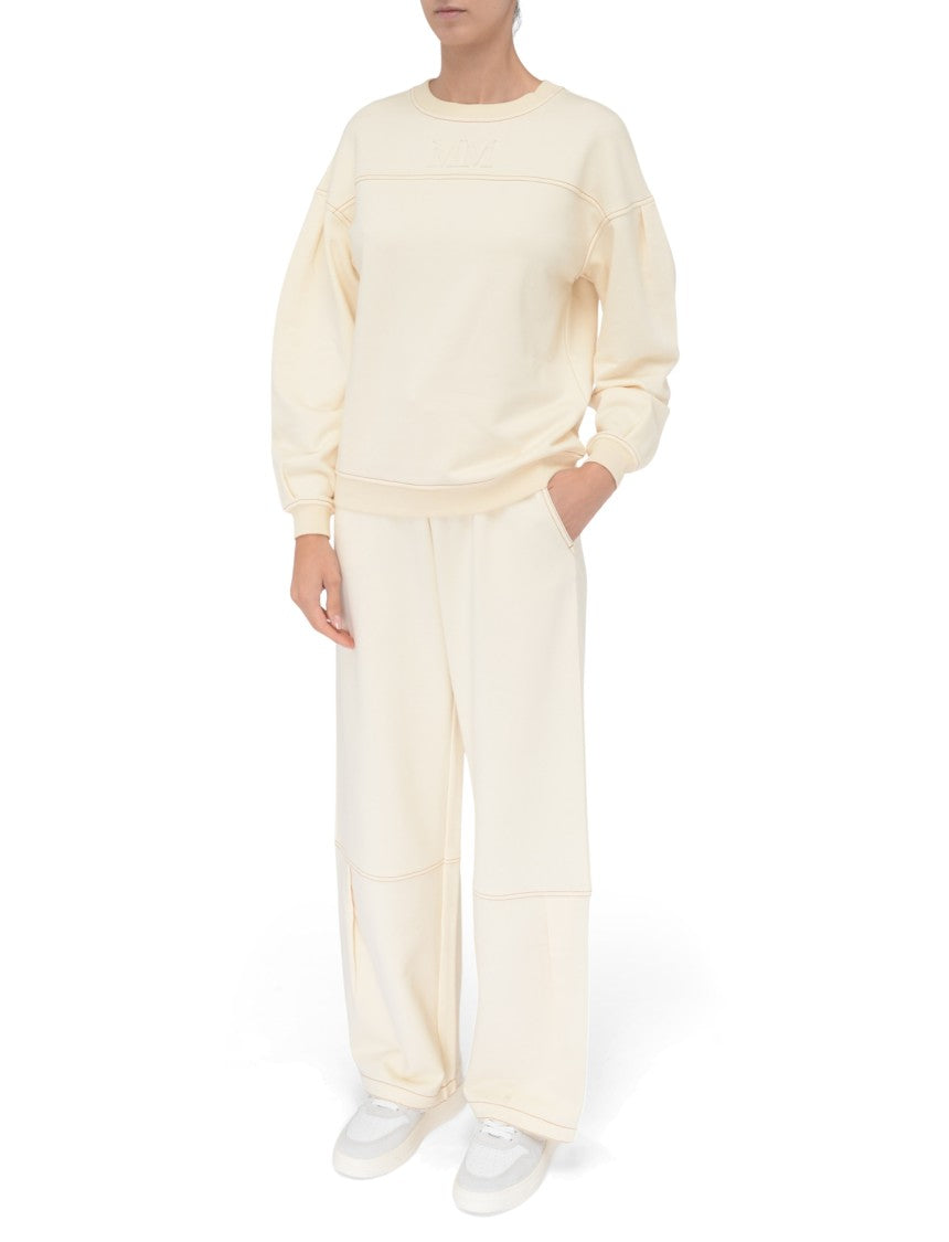 Max Mara Ivory Wide-Leg Pants With Elastic Waistband