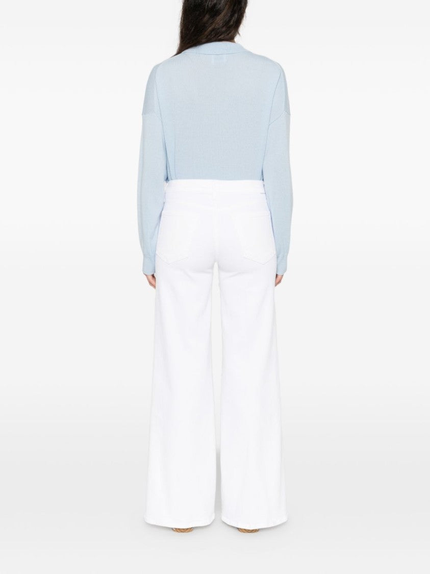 Mother High-Waisted Wide-Leg White Jeans With Classic Five-Pocket Design