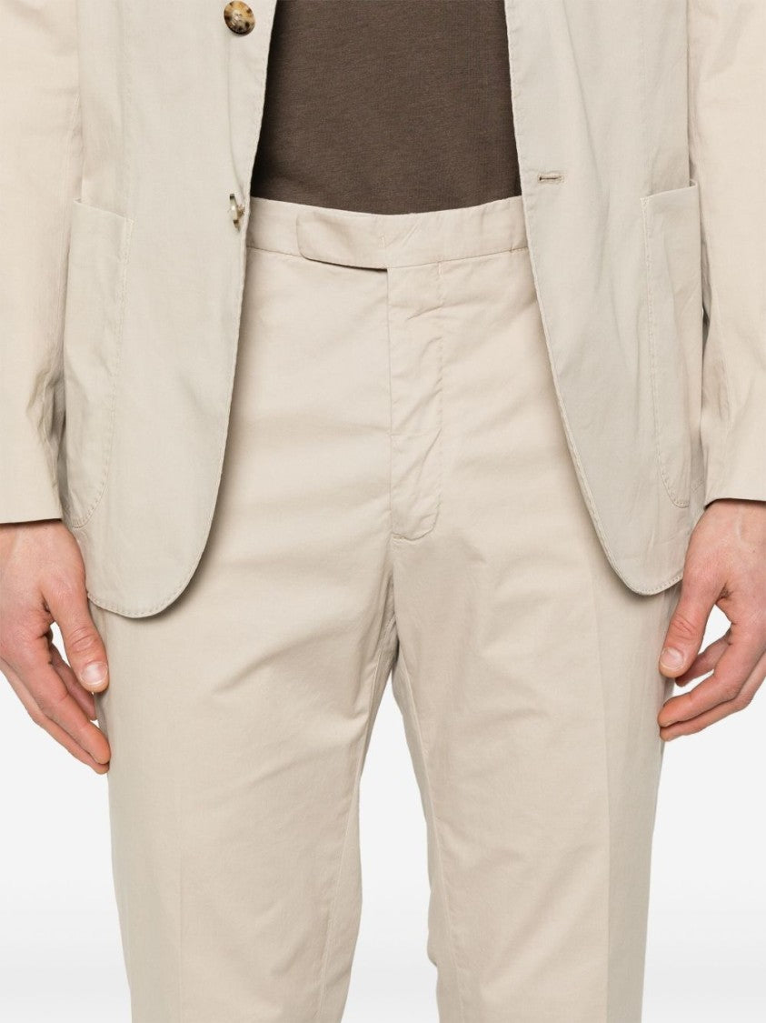 Boglioli Beige Cotton Suit With Concealed Front Fastening