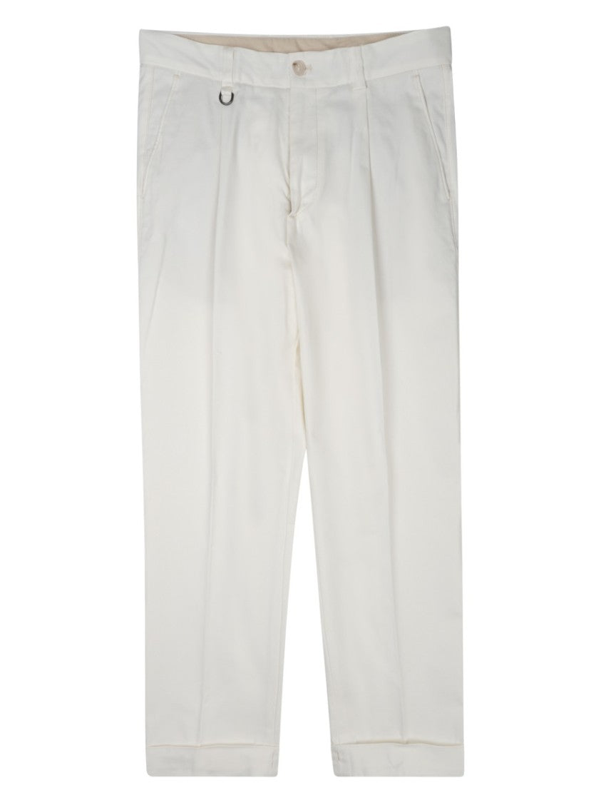 Paolo Pecora Milano Cropped Tailored Trousers With Button Closure And Pocket Detailing