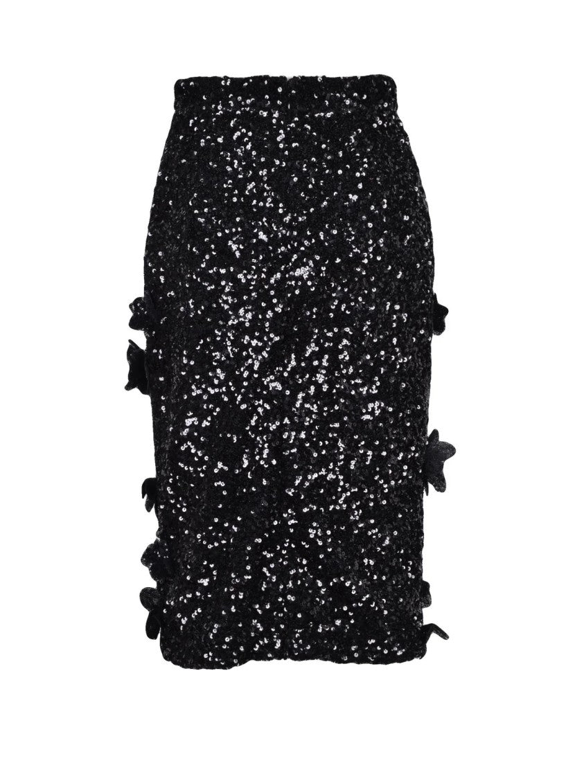 N°21 Black Polyester Women's Sequin Pencil Skirt