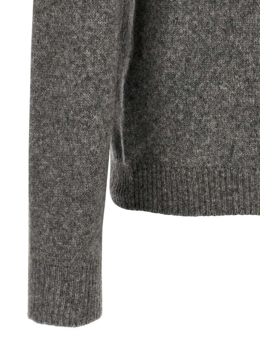 Roberto Collina Textured Knit Hooded Sweater In Medium Grey