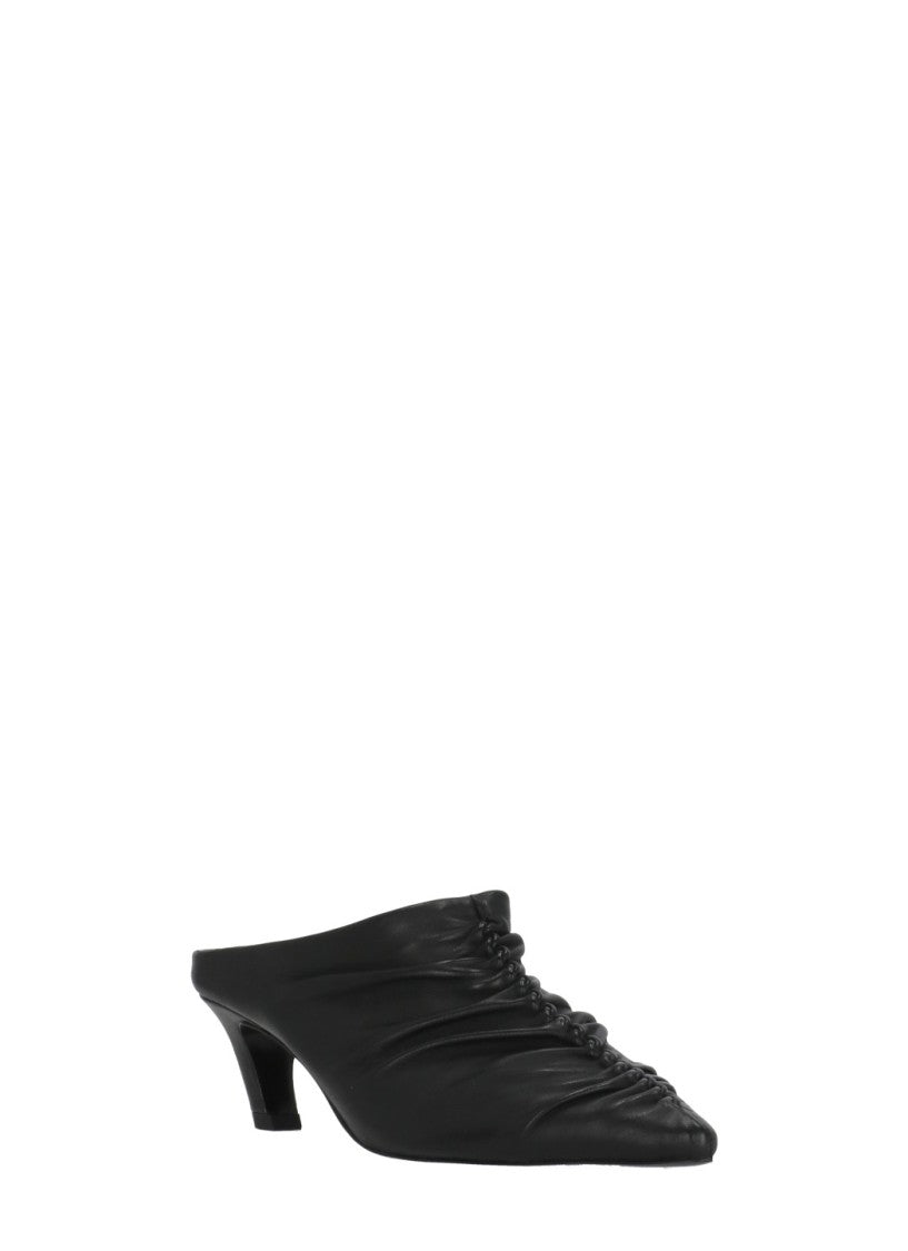 Ash Black Viva Draped Leather Sabot