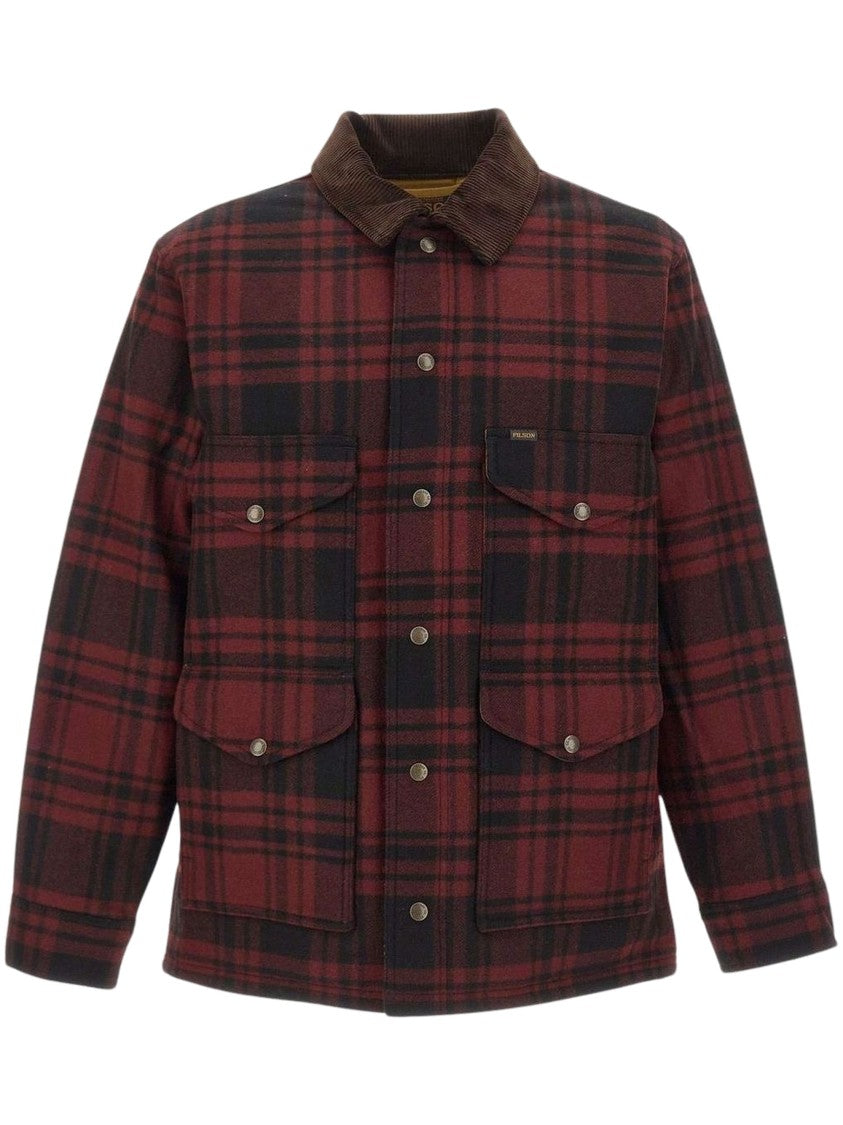 Filson Insulated Checked Jacket With Corduroy Collar And Flap Pockets
