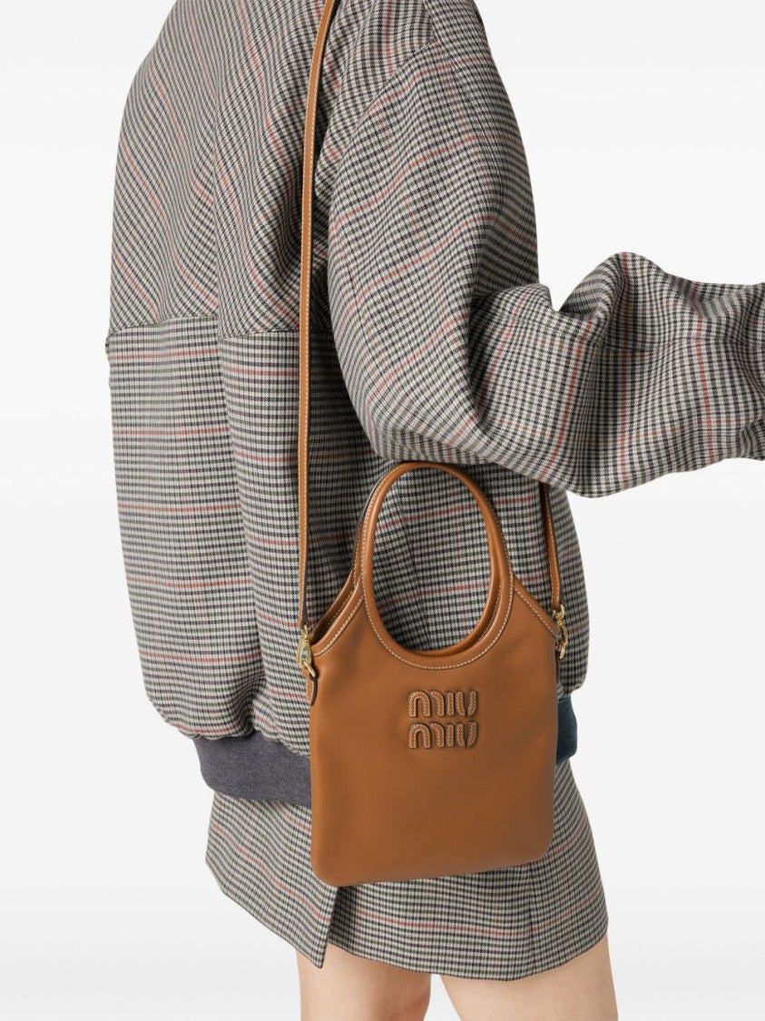 Miu Miu Structured Leather Handbag With Detachable Shoulder Strap