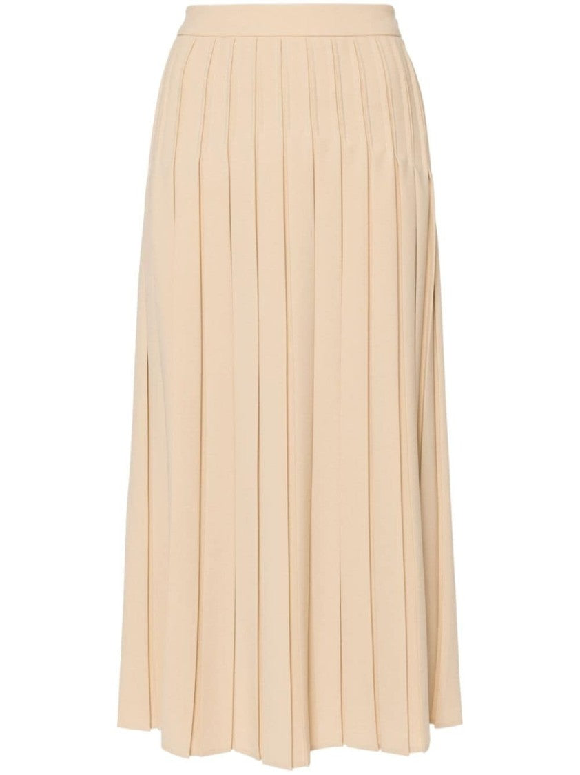 Max Mara Pleated Midi Skirt With Smooth Waistband